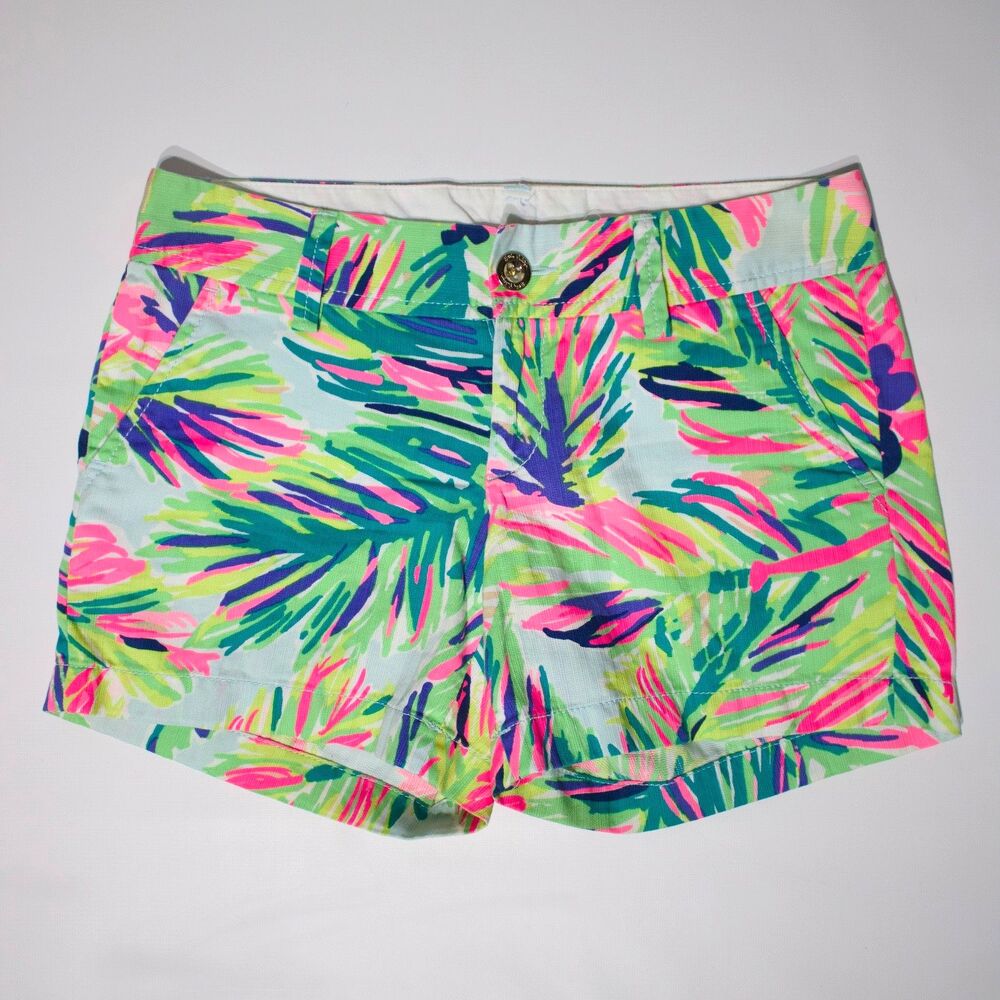 Lilly Pulitzer Callahan Shorts Pink Green Blue Floral Pattern Women Sz. 0 (30”W)